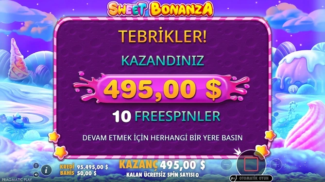 sweet bonanza slot ekranı - FS turu