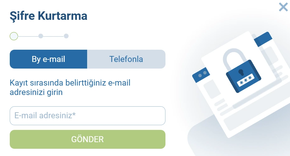 1xBet şifre sıfırlama